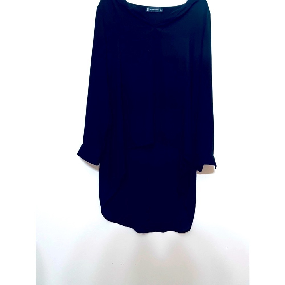 New york and company asymmetrical  Black Blouse Shirt L